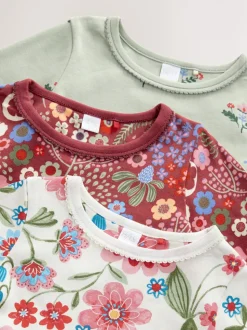 Rood/groen met bloemenprint - Verpakking van 3 knusse pyjama's (9 mnd-10 jr)