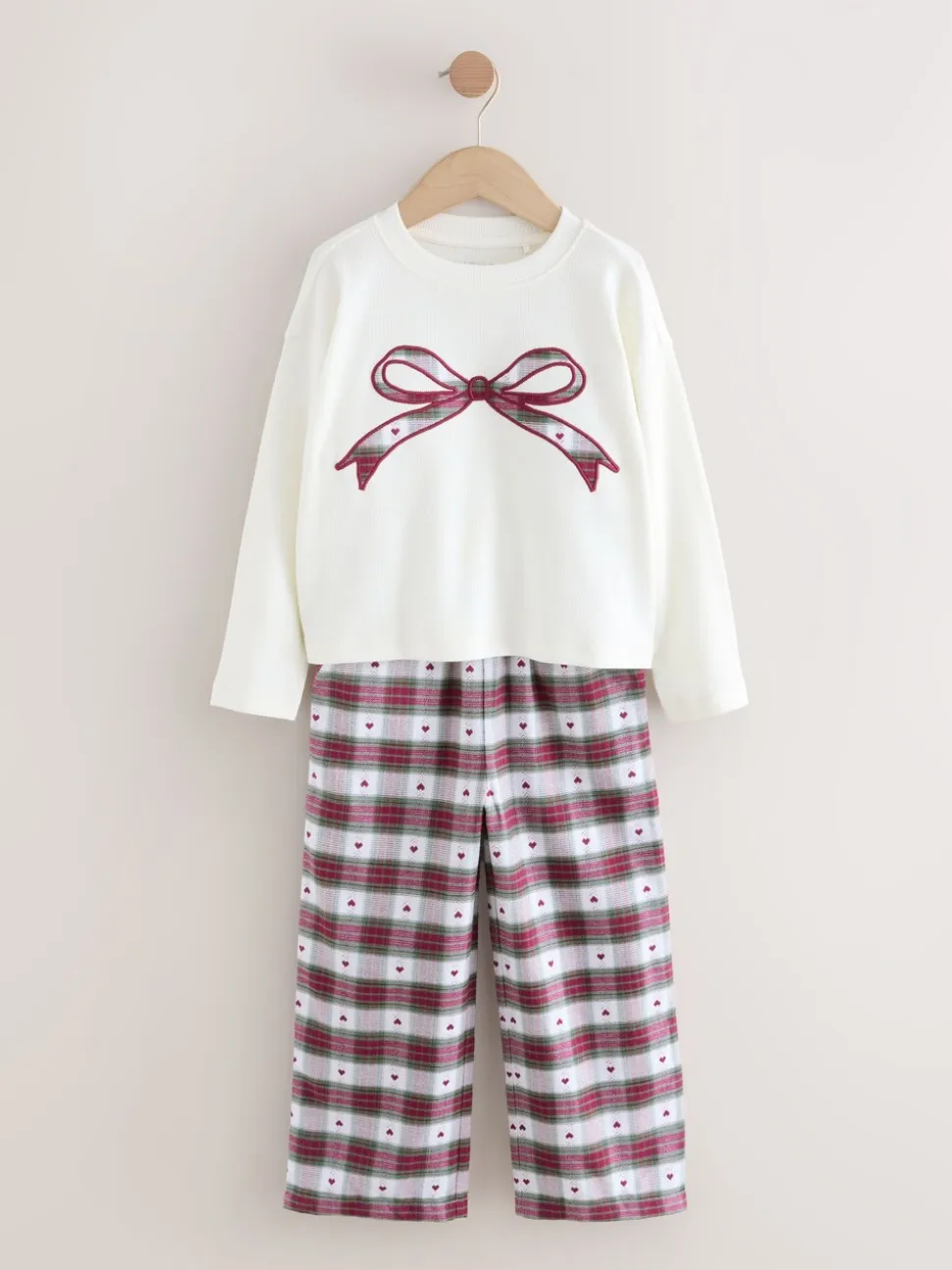 Rood/groene strikruit - Kerstmis geweven onderkant pyjama's (2-16jr)