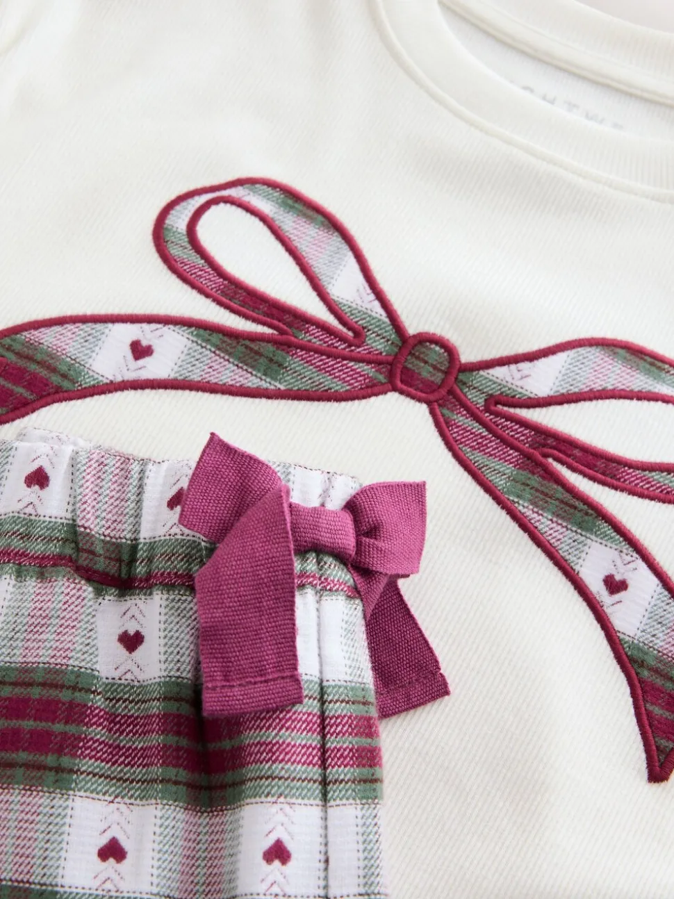Rood/groene strikruit - Kerstmis geweven onderkant pyjama's (2-16jr)
