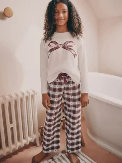Rood/groene strikruit - Kerstmis geweven onderkant pyjama's (2-16jr)
