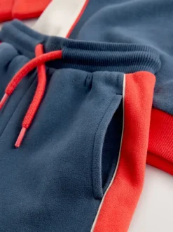 Rood/marineblauw - Set van top met halve rits en joggingbroek (3mnd-7jr)
