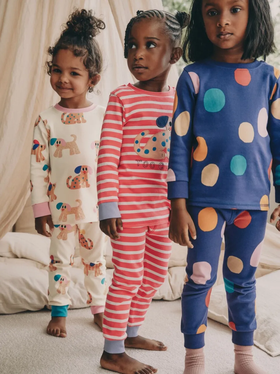Rood/marineblauw hondenapplicatie - Verpakking van 3 knusse pyjama's (9 mnd-9 jr)