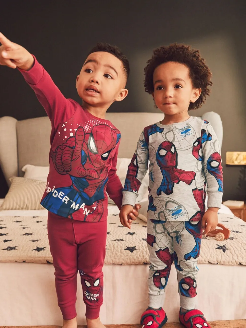 Rood/marineblauw Spiderman - Verpakking van 2 knusse pyjama's (12 mnd-10 jr)