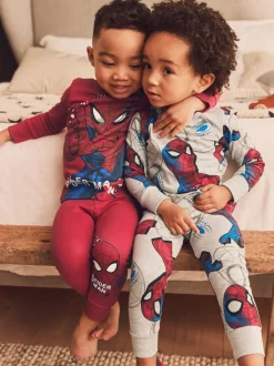 Rood/marineblauw Spiderman - Verpakking van 2 knusse pyjama's (12 mnd-10 jr)