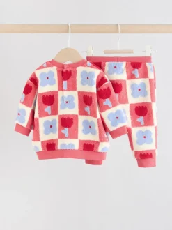 Rood/paars geruit - 2 -delige Set van Fleece Tops en Leggings voor Baby''s (0mnd-2jr)
