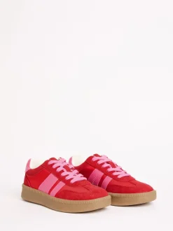 Rood/roze - Friends Like These Lace Up Retro Gumsole Sports Trainers