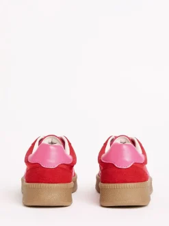 Rood/roze - Friends Like These Lace Up Retro Gumsole Sports Trainers