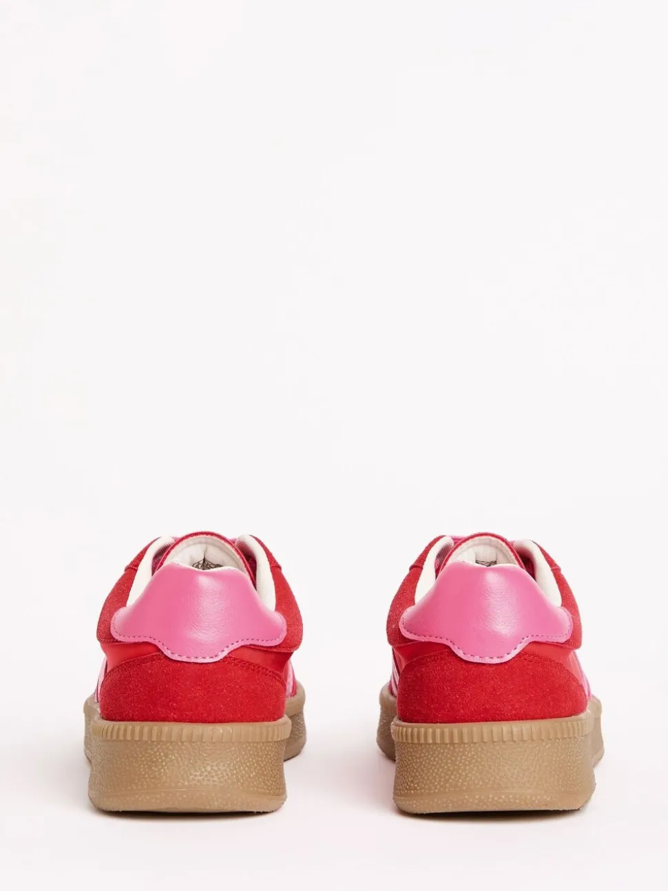 Rood/roze - Friends Like These Lace Up Retro Gumsole Sports Trainers