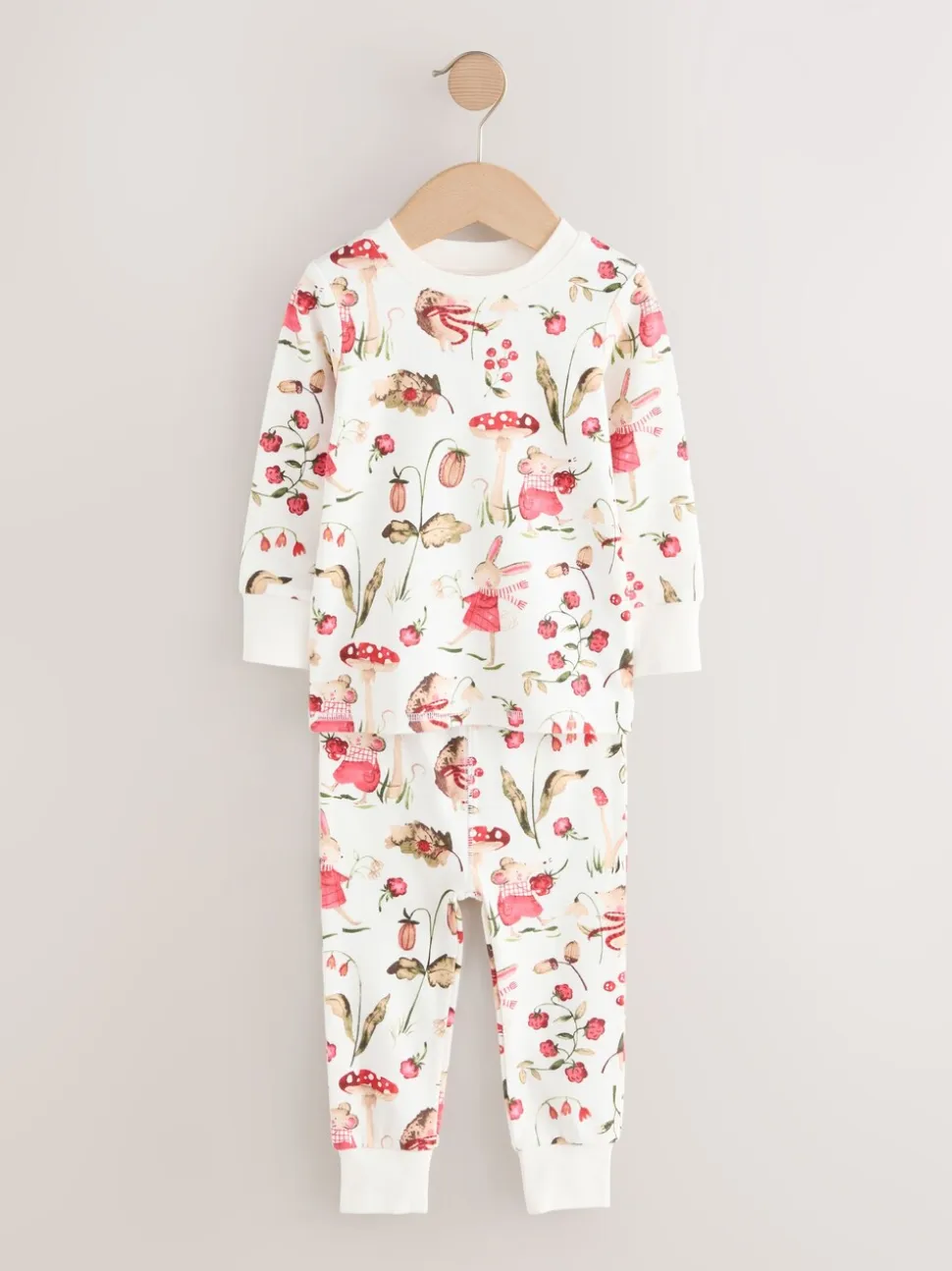 Rood/roze bloemenapplicatie - Verpakking van 3 knusse pyjama's (9 mnd-9 jr)