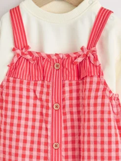 Rood/roze geruit - Baby tuinbroek en bodysuit 2 -delige set (0mnd -2jr)