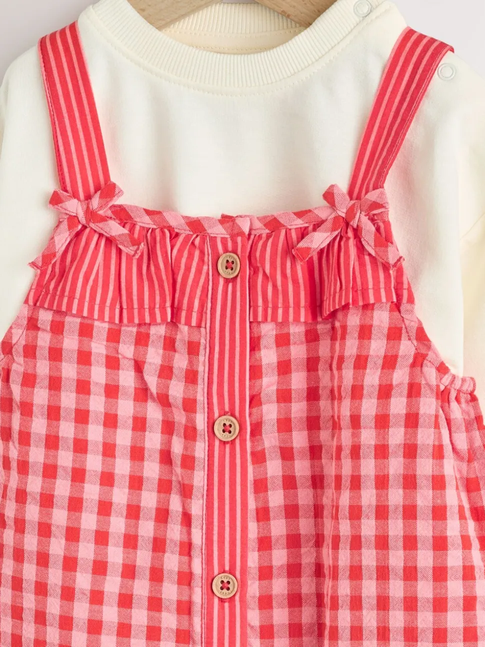 Rood/roze geruit - Baby tuinbroek en bodysuit 2 -delige set (0mnd -2jr)
