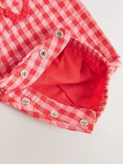 Rood/roze geruit - Baby tuinbroek en bodysuit 2 -delige set (0mnd -2jr)