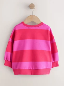 Rood/roze gestreept - Sweatshirt met ronde hals (3 mnd-7 jr)
