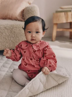 Rood/roze met hartjes - Babyrompers met bloemenprint Set 2 -delig met maillot (0mnd -3jr)