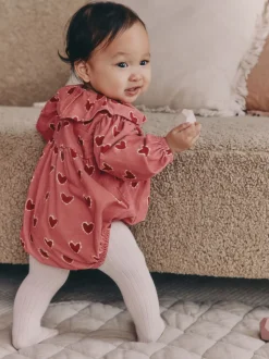 Rood/roze met hartjes - Babyrompers met bloemenprint Set 2 -delig met maillot (0mnd -3jr)