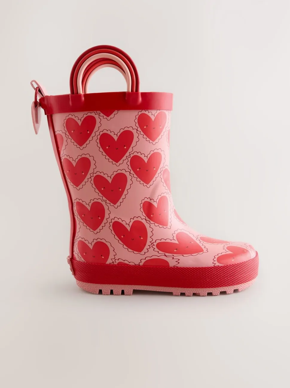 Rood/roze met hartjes - Laarzen met handgreep