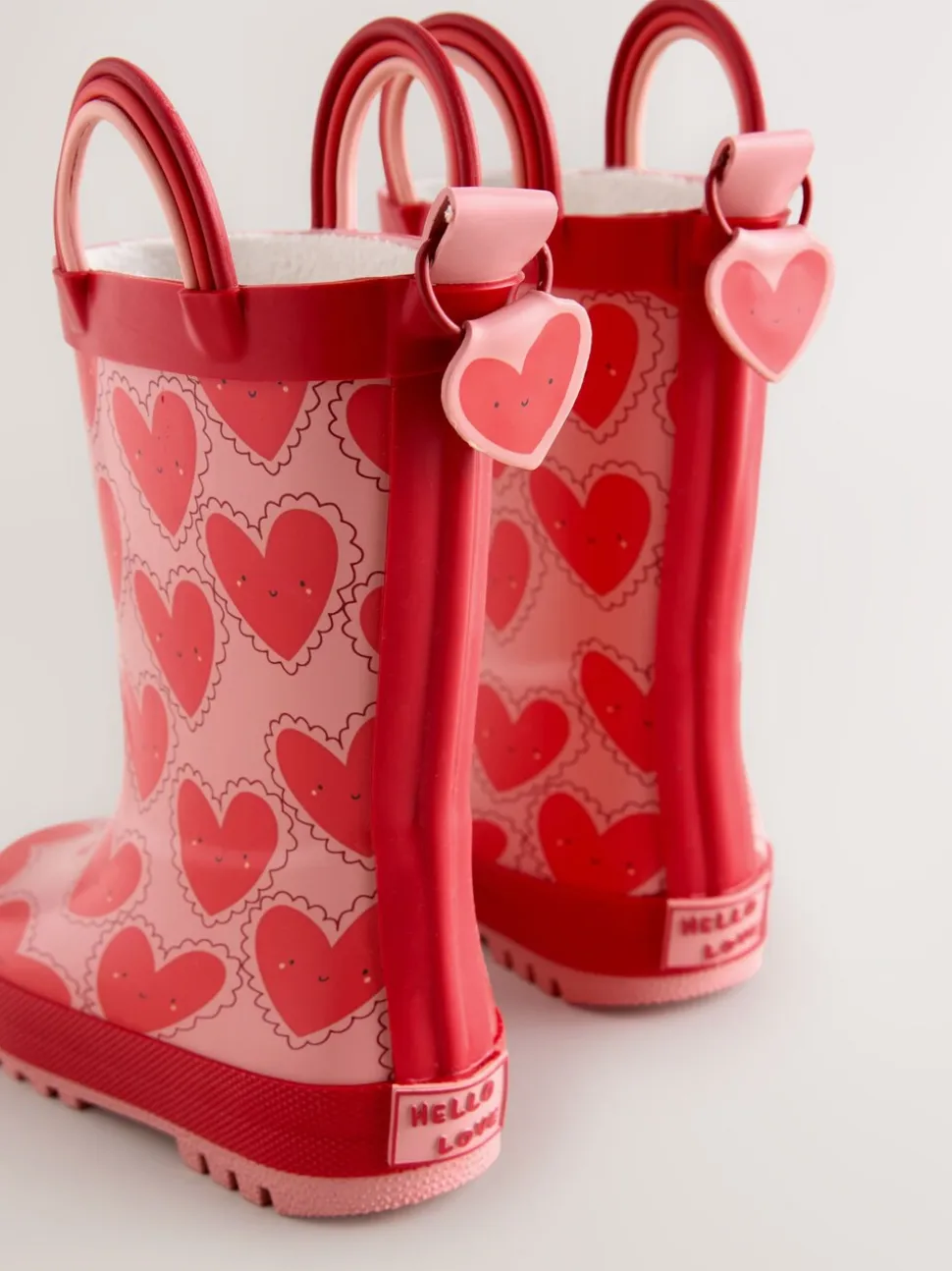 Rood/roze met hartjes - Laarzen met handgreep