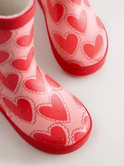 Rood/roze met hartjes - Laarzen met handgreep