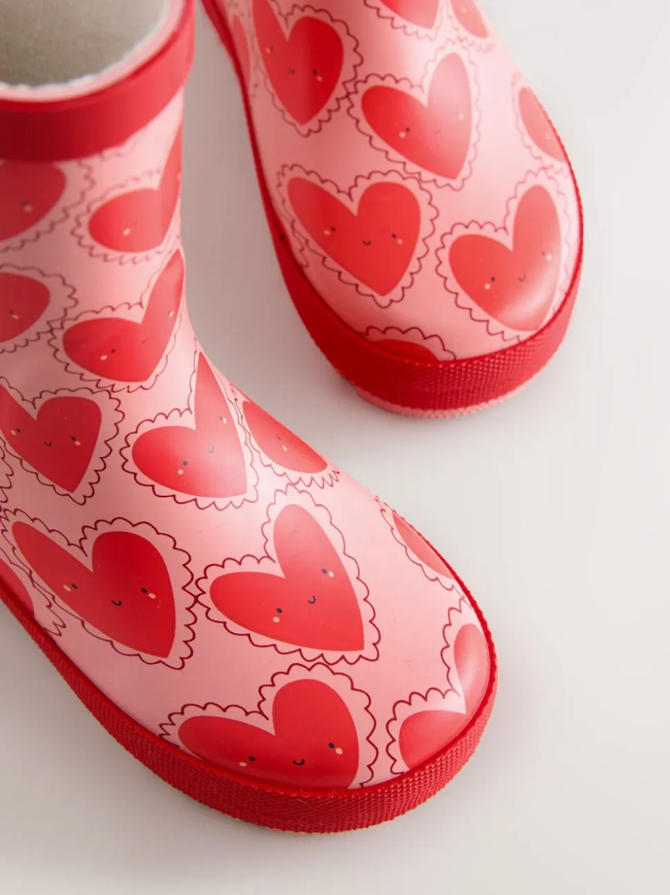 Rood/roze met hartjes - Laarzen met handgreep