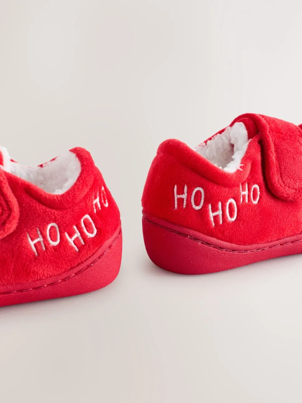 Rood/wit Kerstmis - Warm gevoerde pantoffels met kuipzool