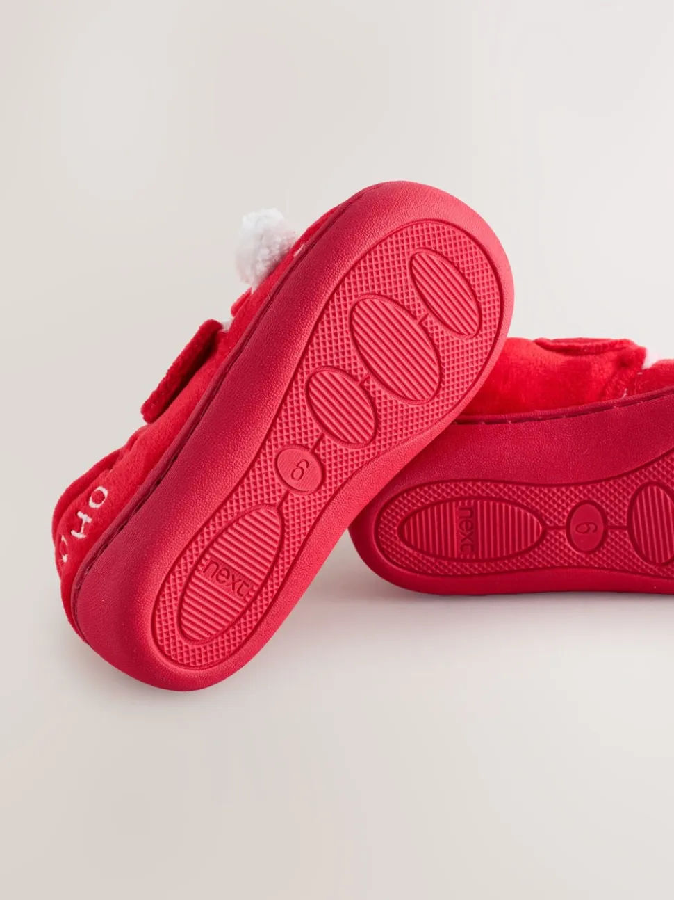 Rood/wit Kerstmis - Warm gevoerde pantoffels met kuipzool