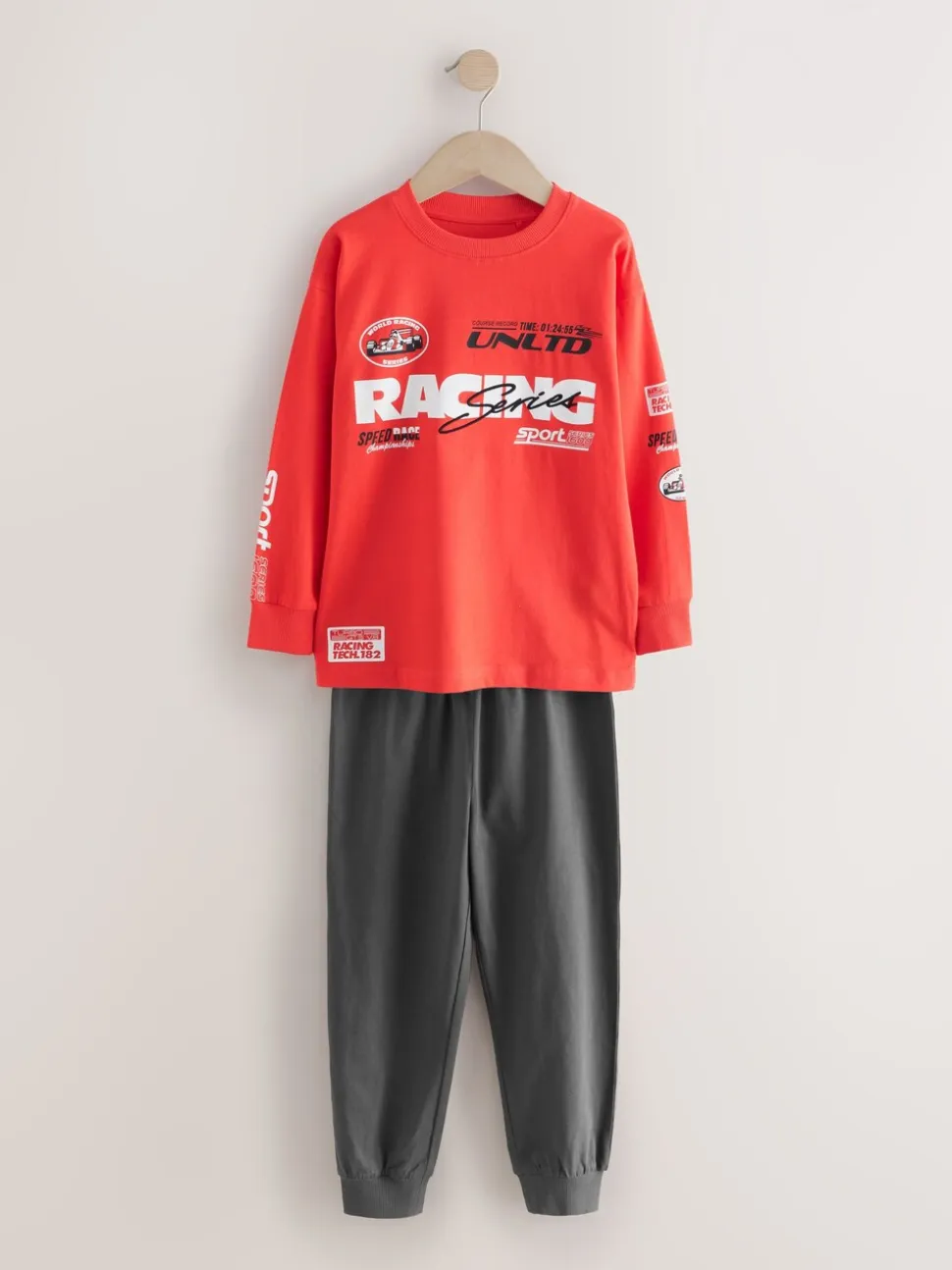 Rood/zwart - Verpakking van 2 pyjama's met lange mouwen (3-16 jr)