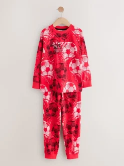 Rood/zwart voetbal  - Verpakking van 2 pyjama's met lange mouwen (3-16 jr)