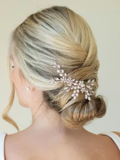 Roségoudkleurig - Ivory & Co - Sierkam met parels en kristallen