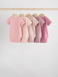 Roze - 5 Babyrompertjes met korte mouwen
