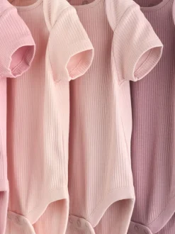 Roze - 5 Babyrompertjes met korte mouwen