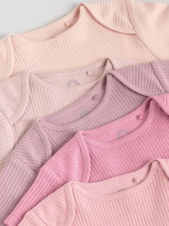 Roze - 5 Babyrompertjes met korte mouwen