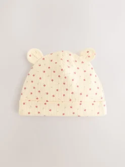 Roze - 4 -delige Baby Muts en Slabbetjes Set (0-18mnd)