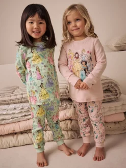 Roze - 100% katoenen Disney prinses knusse pyjama's met lange mouwen verpakking van 2 (9mnd - 10 jr)