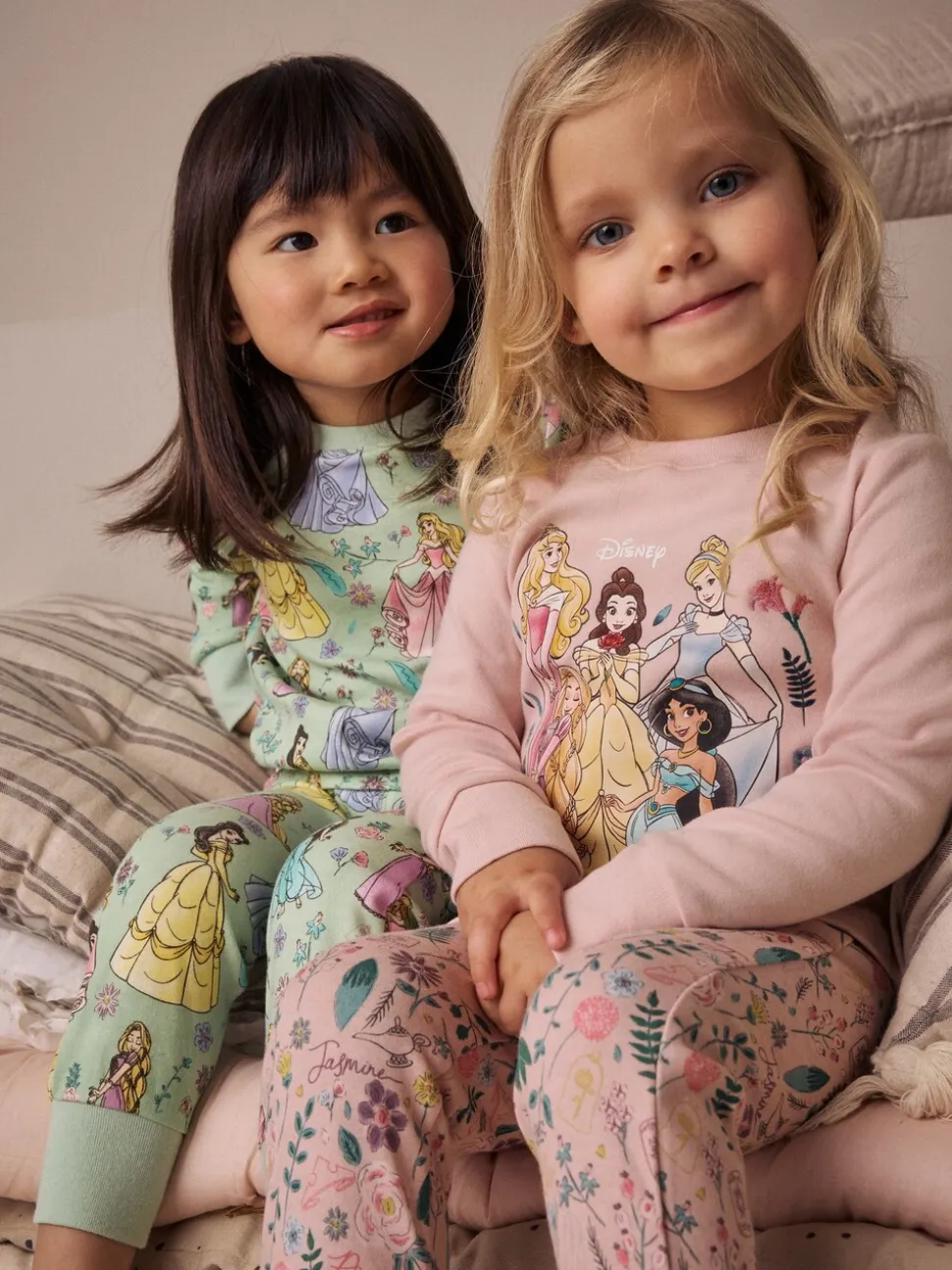 Roze - 100% katoenen Disney prinses knusse pyjama's met lange mouwen verpakking van 2 (9mnd - 10 jr)