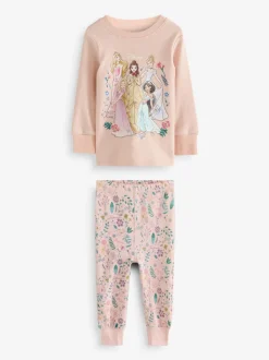 Roze - 100% katoenen Disney prinses knusse pyjama's met lange mouwen verpakking van 2 (9mnd - 10 jr)