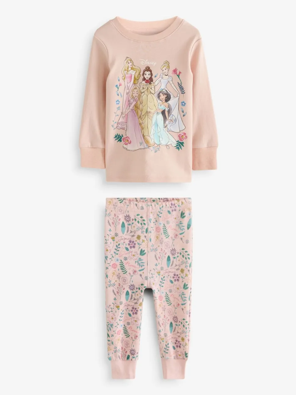 Roze - 100% katoenen Disney prinses knusse pyjama's met lange mouwen verpakking van 2 (9mnd - 10 jr)