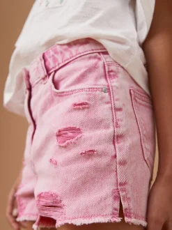 Roze - 100% katoenen shorts met gerafelde rand (3-16jr)