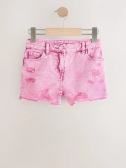 Roze - 100% katoenen shorts met gerafelde rand (3-16jr)
