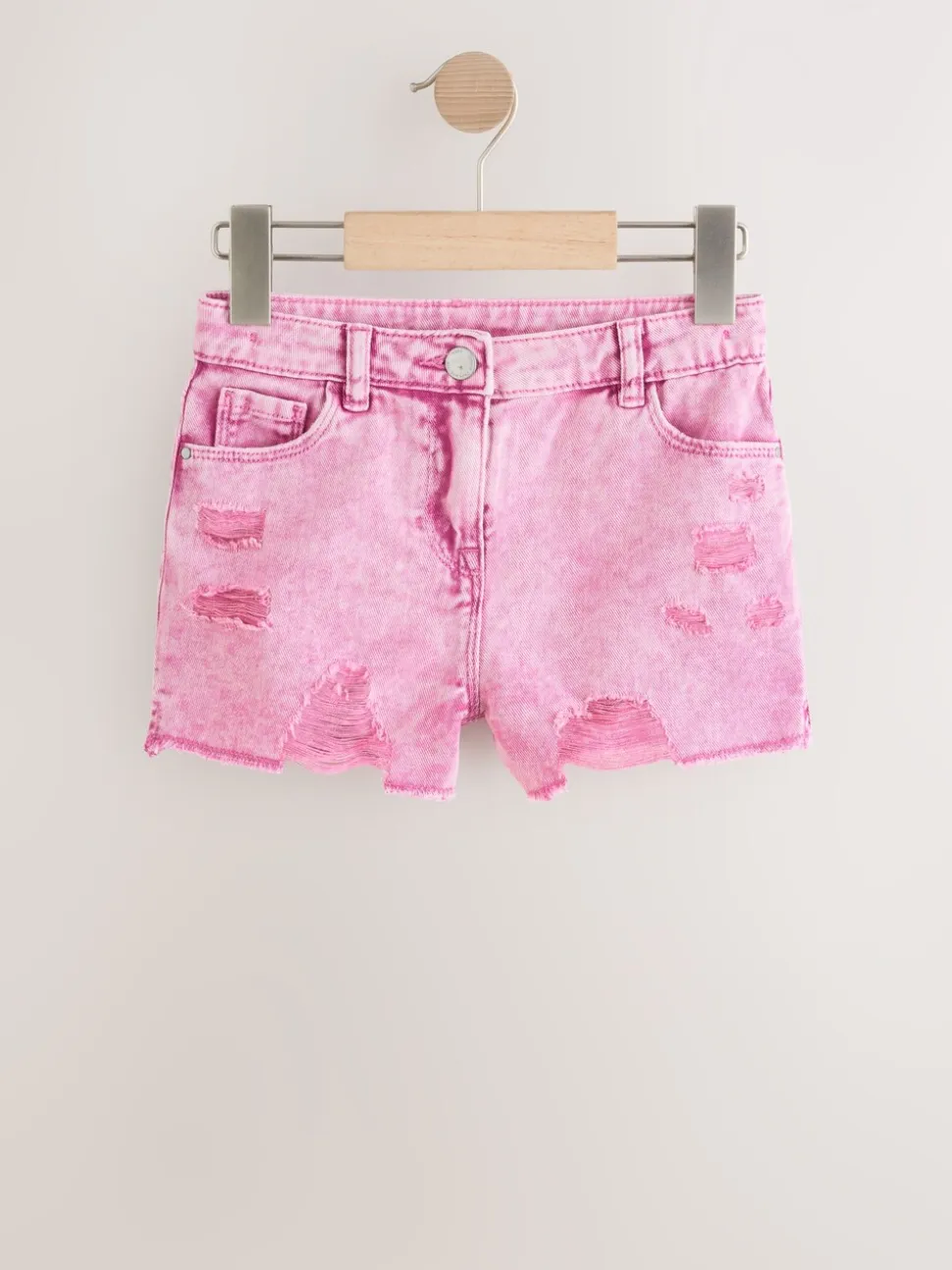 Roze - 100% katoenen shorts met gerafelde rand (3-16jr)