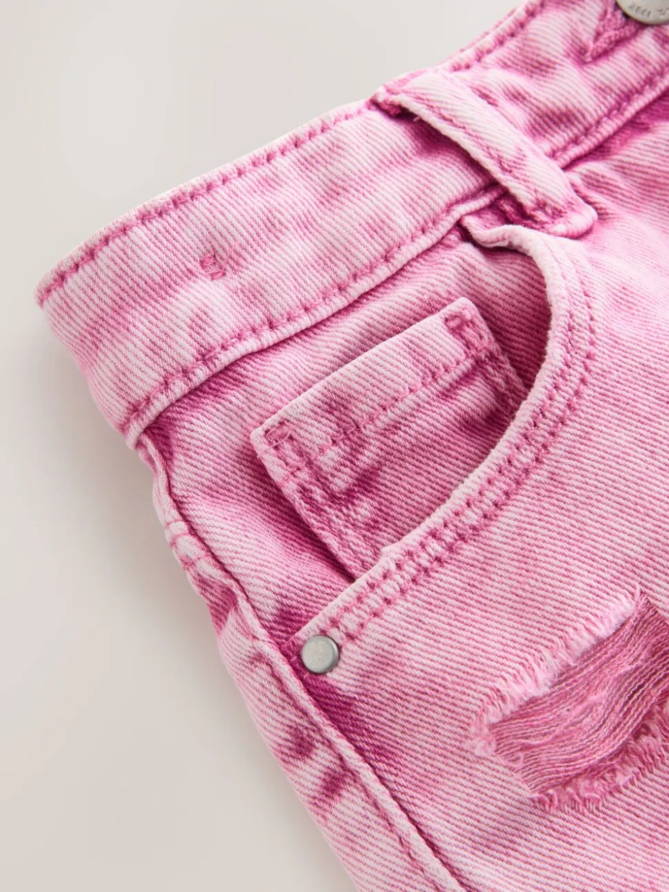 Roze - 100% katoenen shorts met gerafelde rand (3-16jr)