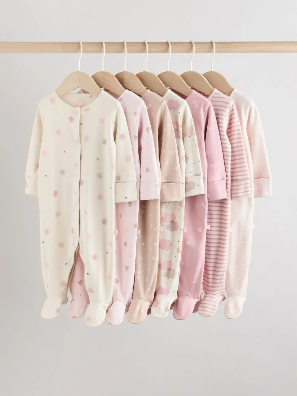 Roze - 7 Pack Baby slaappakken (0mnd-3jr)