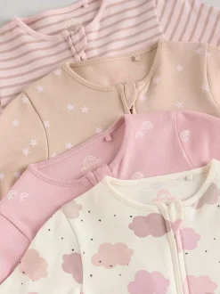Roze - 4 Pack Baby-pyjama's met tweewegrits (0mnd -3jr)