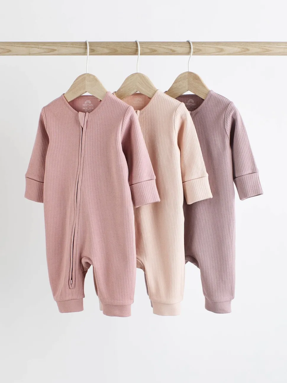 Roze - 3 Pack Baby-pyjama's met tweewegrits (0mnd -3jr)