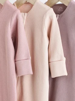 Roze - 3 Pack Baby-pyjama's met tweewegrits (0mnd -3jr)