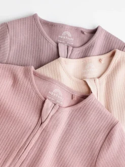 Roze - 3 Pack Baby-pyjama's met tweewegrits (0mnd -3jr)