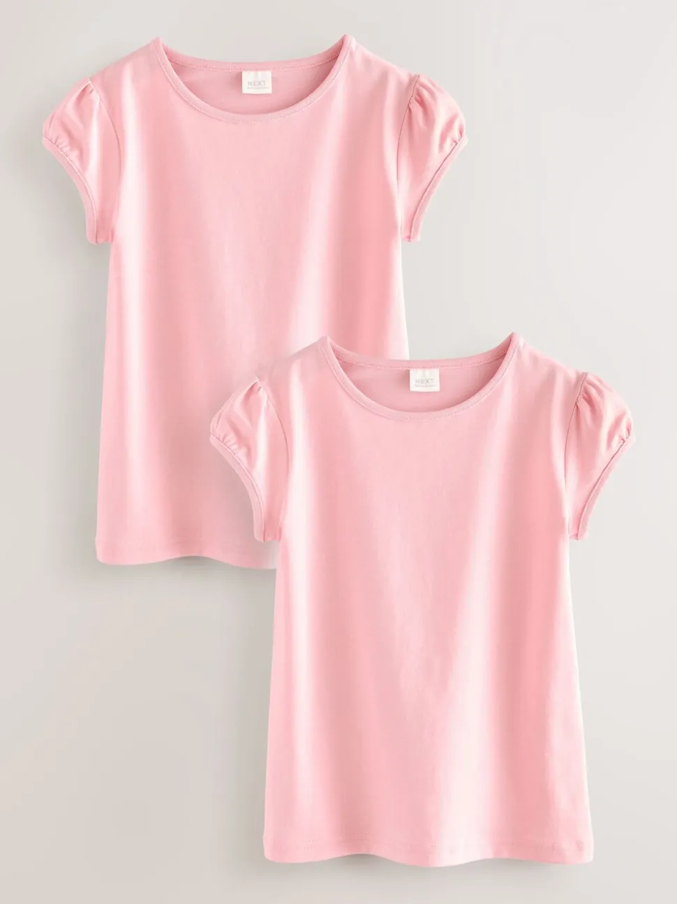 Roze - 2 -pack T-shirts met pofmouwen (3-16jaar)