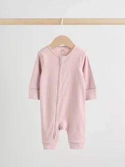 Roze - 5 Pack Two Way Zip Baby Footless Sleepsuits (0mths-3yrs)