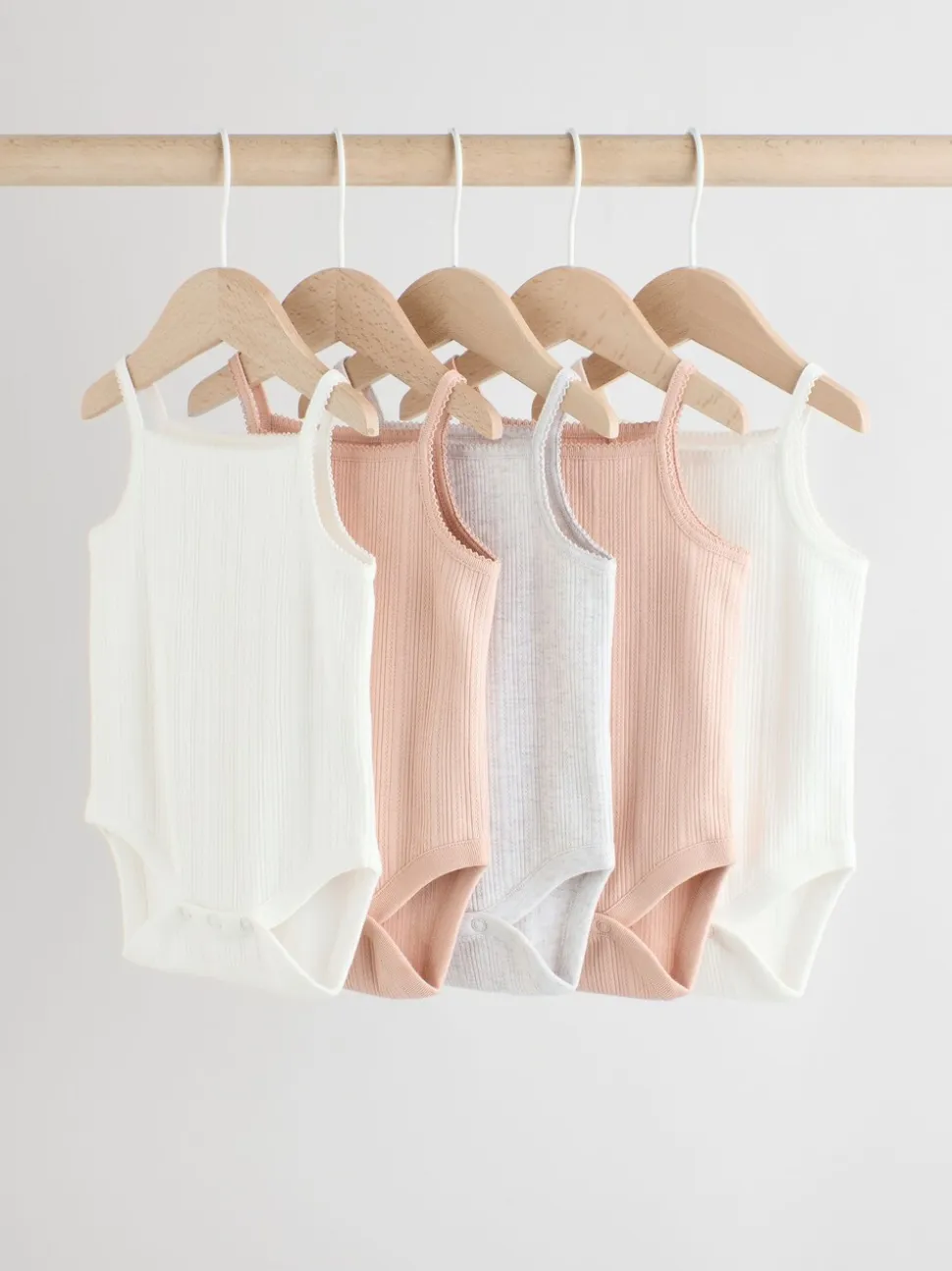 Roze - 5 Pack Vest Pointelle Baby Bodysuits