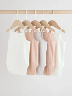 Roze - 5 Pack Vest Pointelle Baby Bodysuits