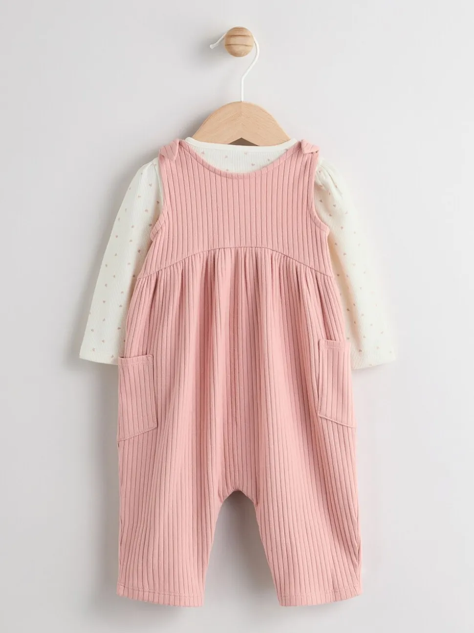 Roze - Baby Jersey Bretelbroeken en Bodysuit 2 Pieces Set (0mnd-2jr)